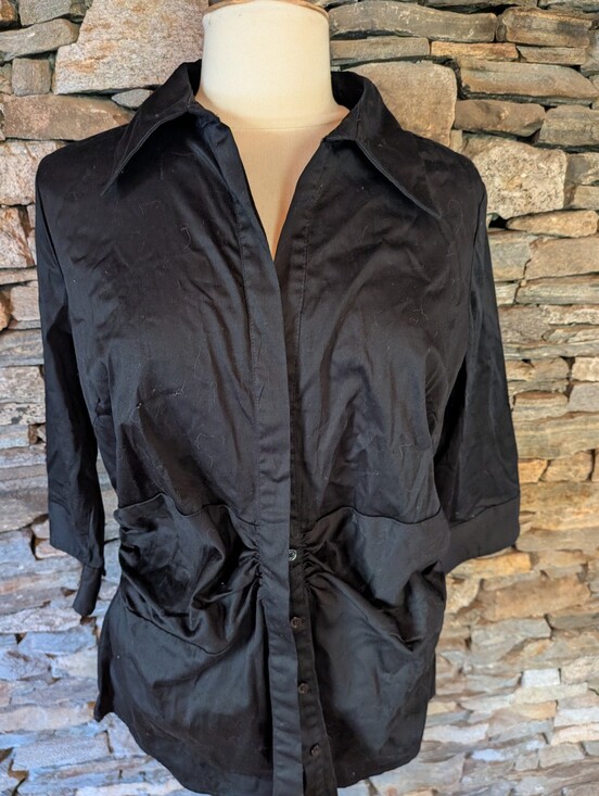 Studio 1940 Tops - Studio 1940 NWT Black Gathered Blouse Cotton Spandex Size 14/16